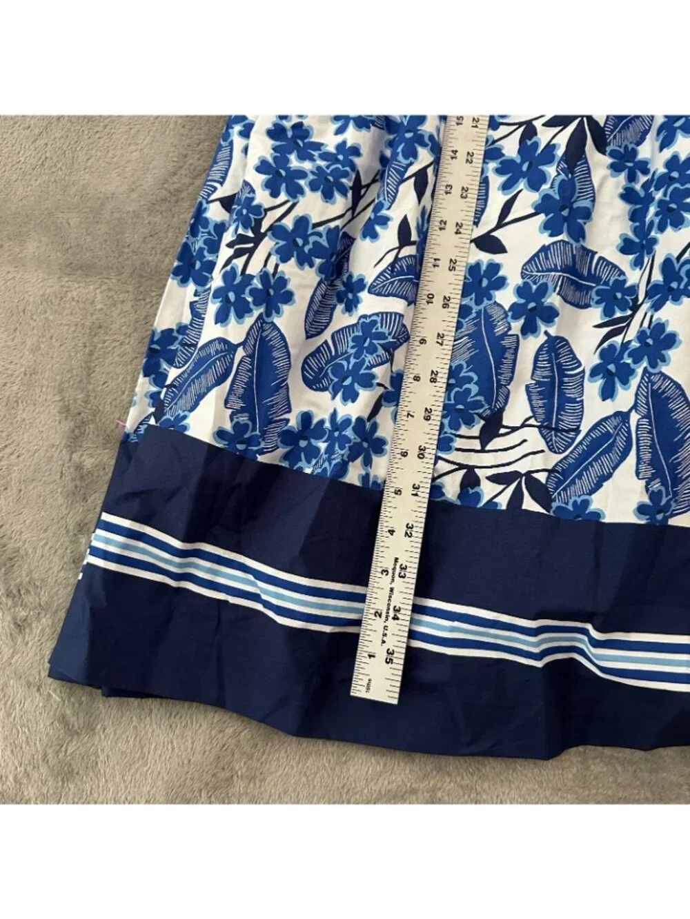 Talbots 2024 Blue White 100% Cotton Full Maxi Skirt Womens size 12